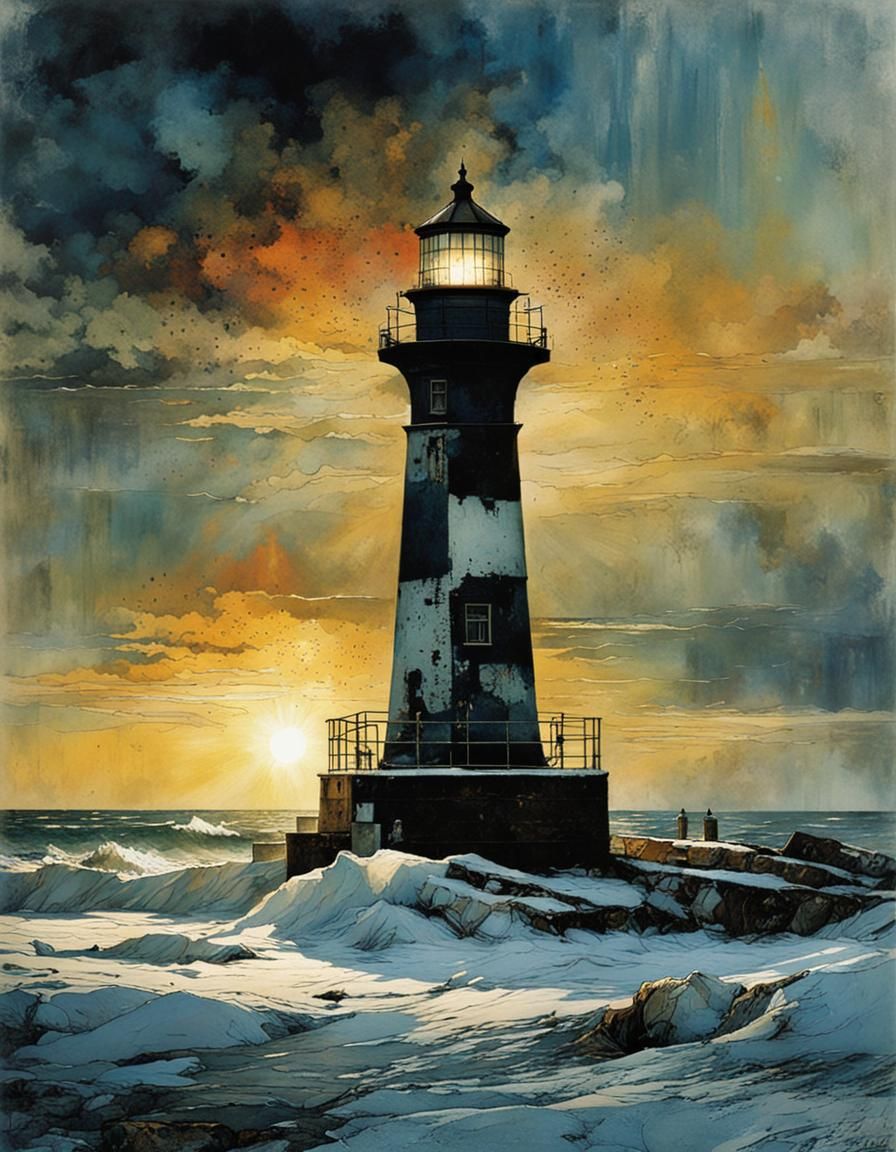 Svörtubolt Lighthouse Color Print Art