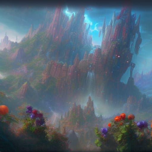 Fantastical Candy Matte Painting in Deep Color