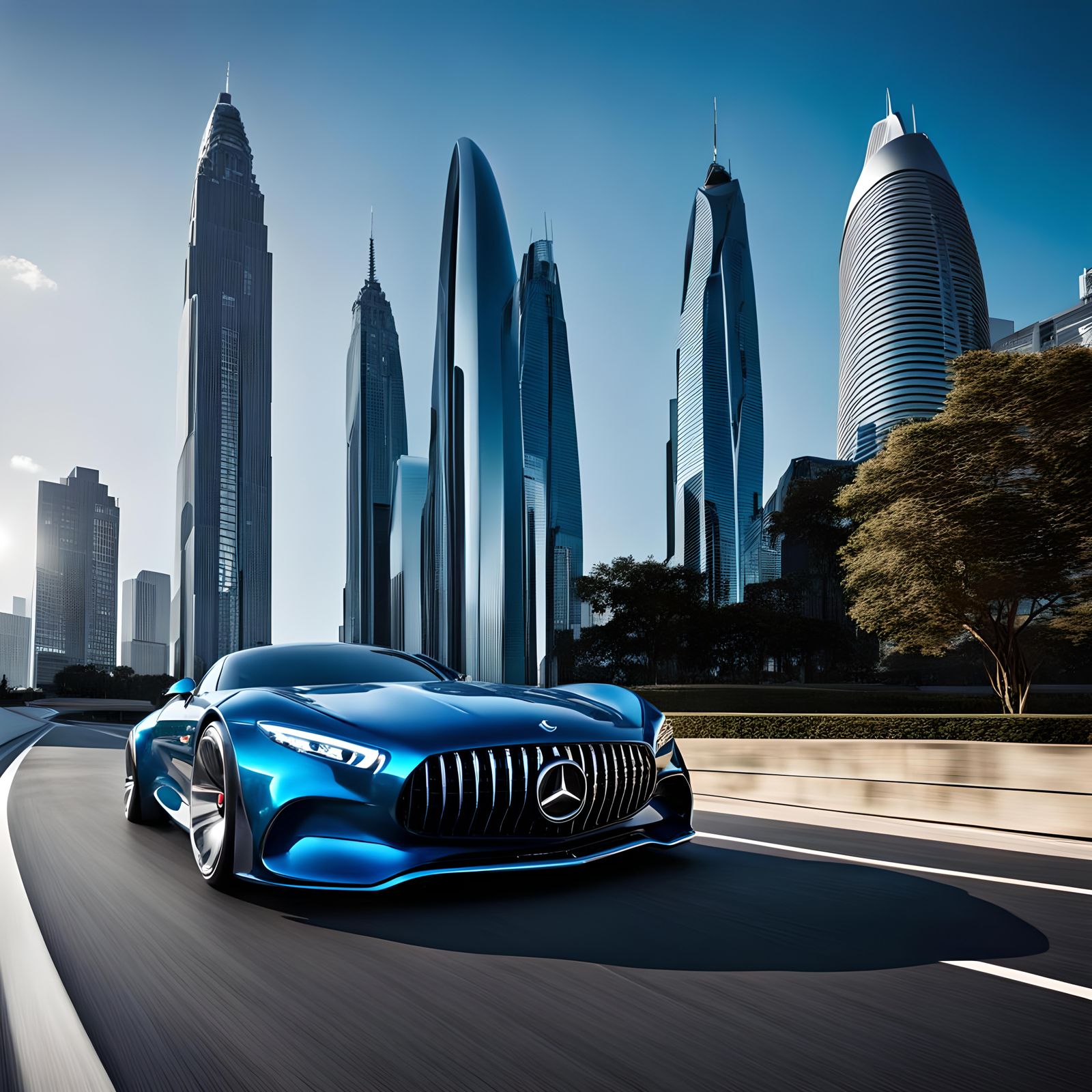 Futuristic Flying Mercedes AMG Coupe