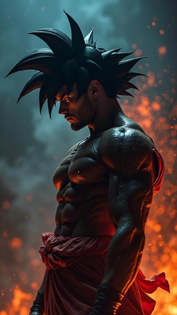 Goku and Venom Fusion: Cinematic Film Still