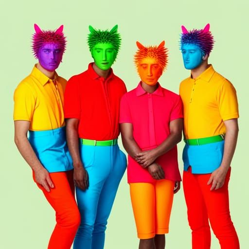 Rainbow Kitty Horsemen in Synthwave Style