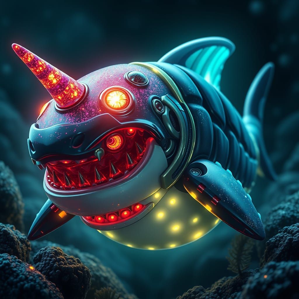 Glittery Sea-Hamster and Shark-Xenomorph Creature