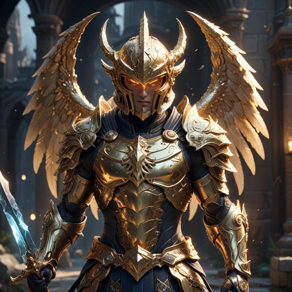 Golden Angel Wields Radiant Spear in Hyper-Detailed 3D Anime...