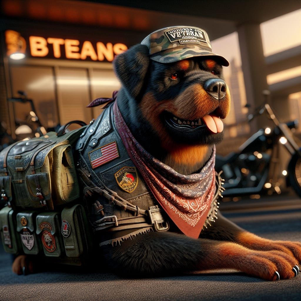 Trevor is ready for the road trip with his daddy's veteran's biker clan