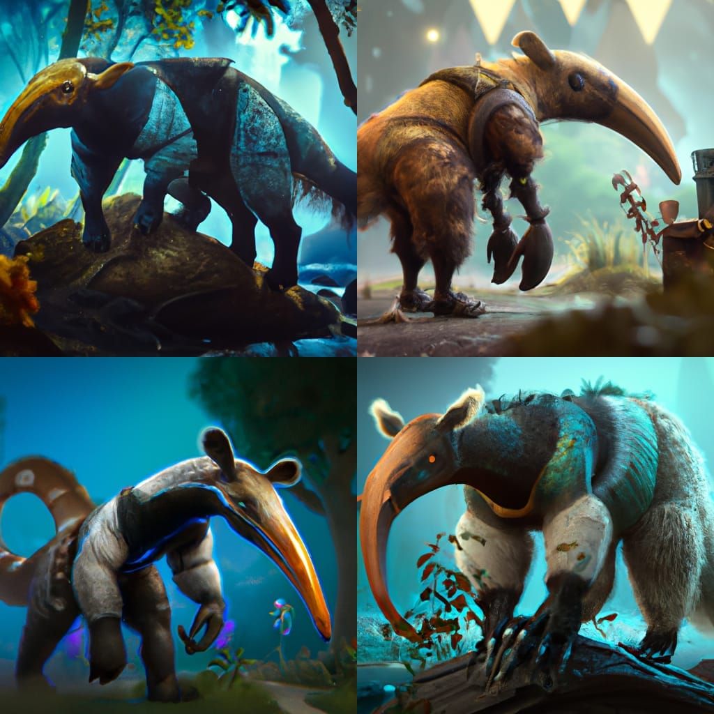 Detailed Anteater in a Fantastical Landscape