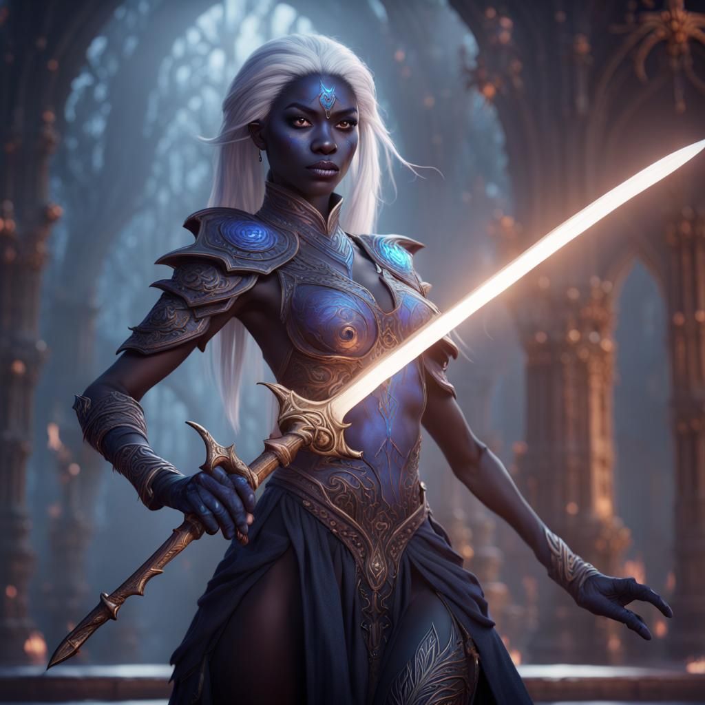 Drow Sword Dancer Ritual in Detailed Matte Painting