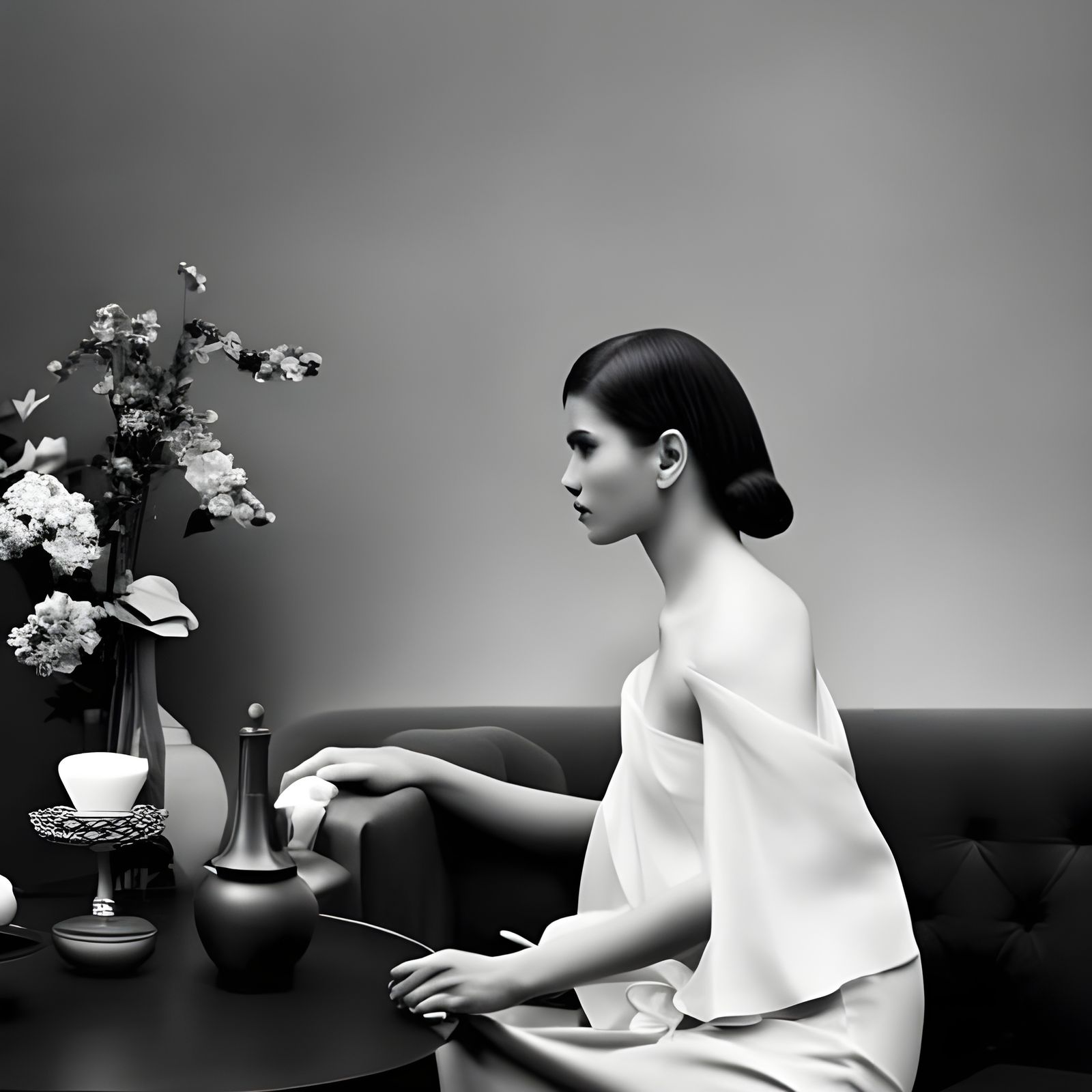 Elegant Woman in Cafe: A Photorealistic Masterpiece