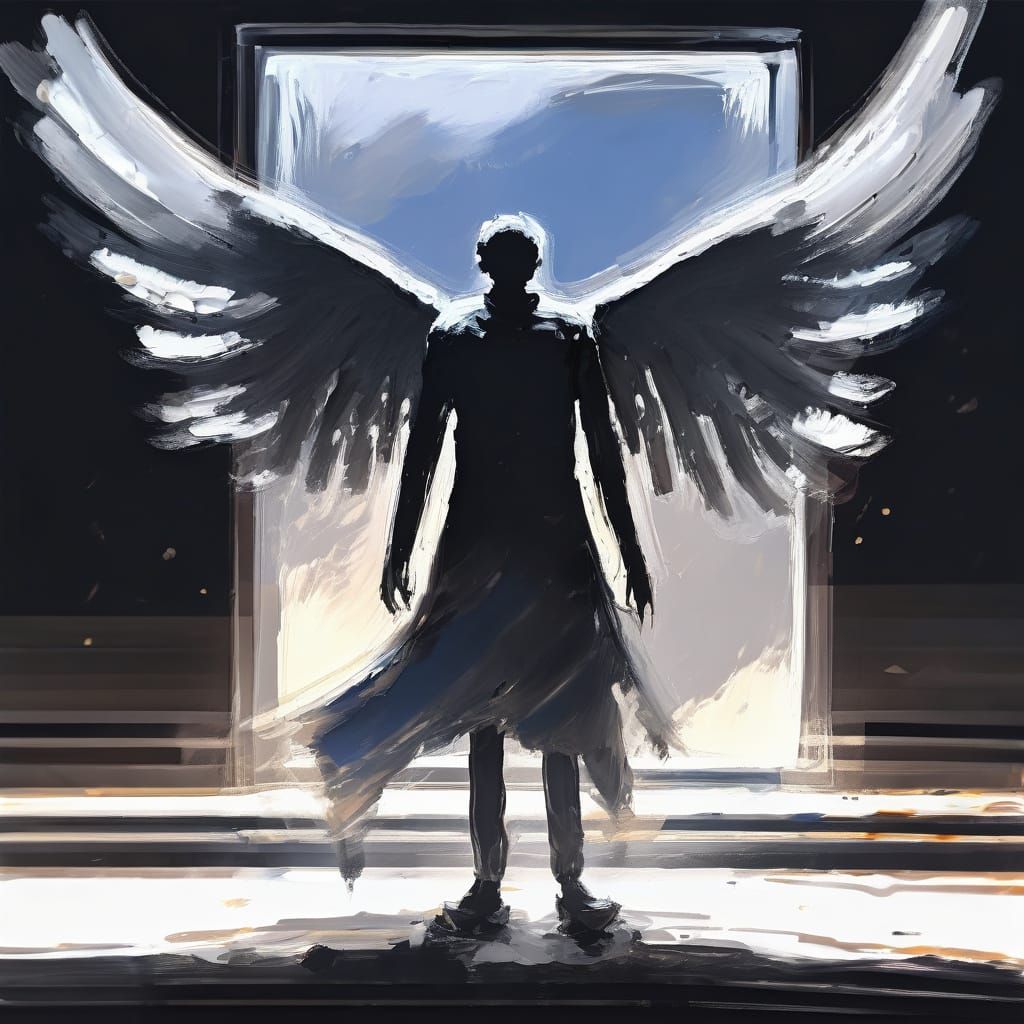 Impressionist Angel Guiding Souls in Shadow