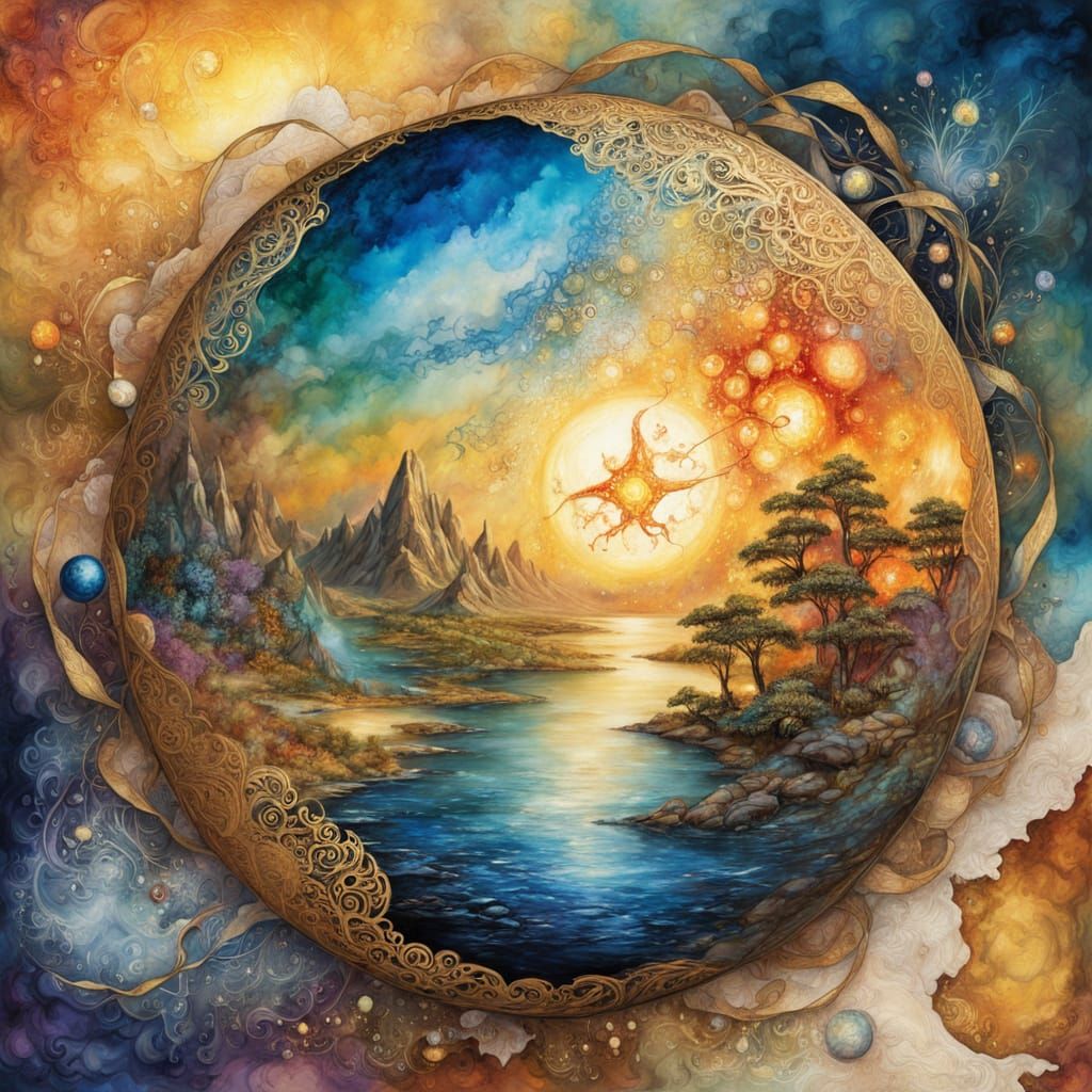 Fantasy Sphere of Elements in Alcohol Ink