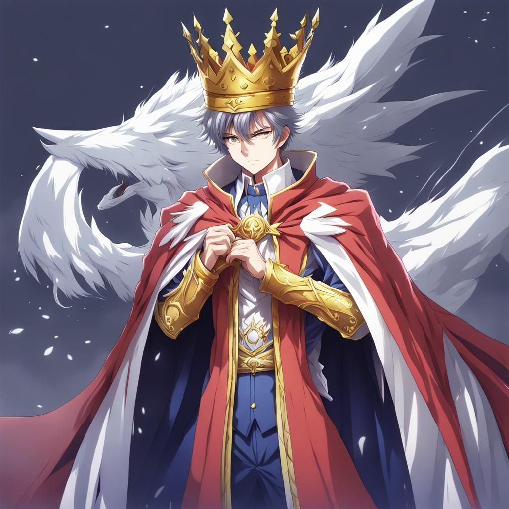 Anime King with Cape in Manga Style