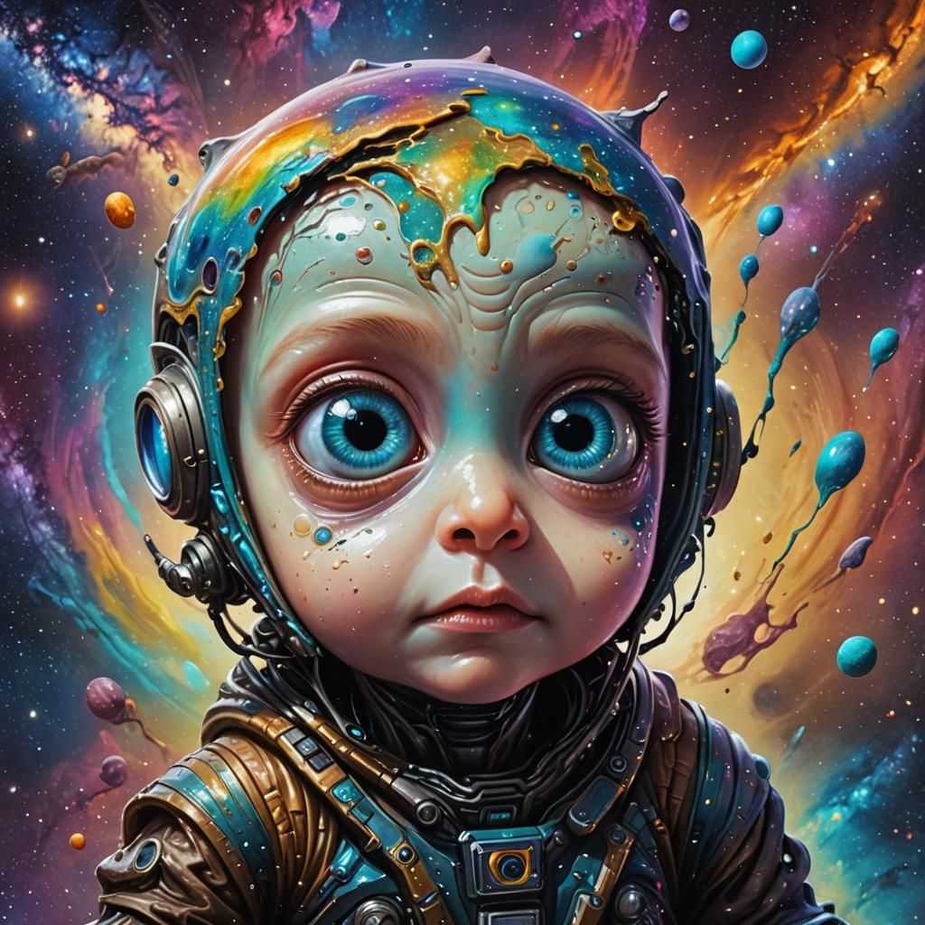 Mesmerizing Alien Baby with Galaxy Eyes
