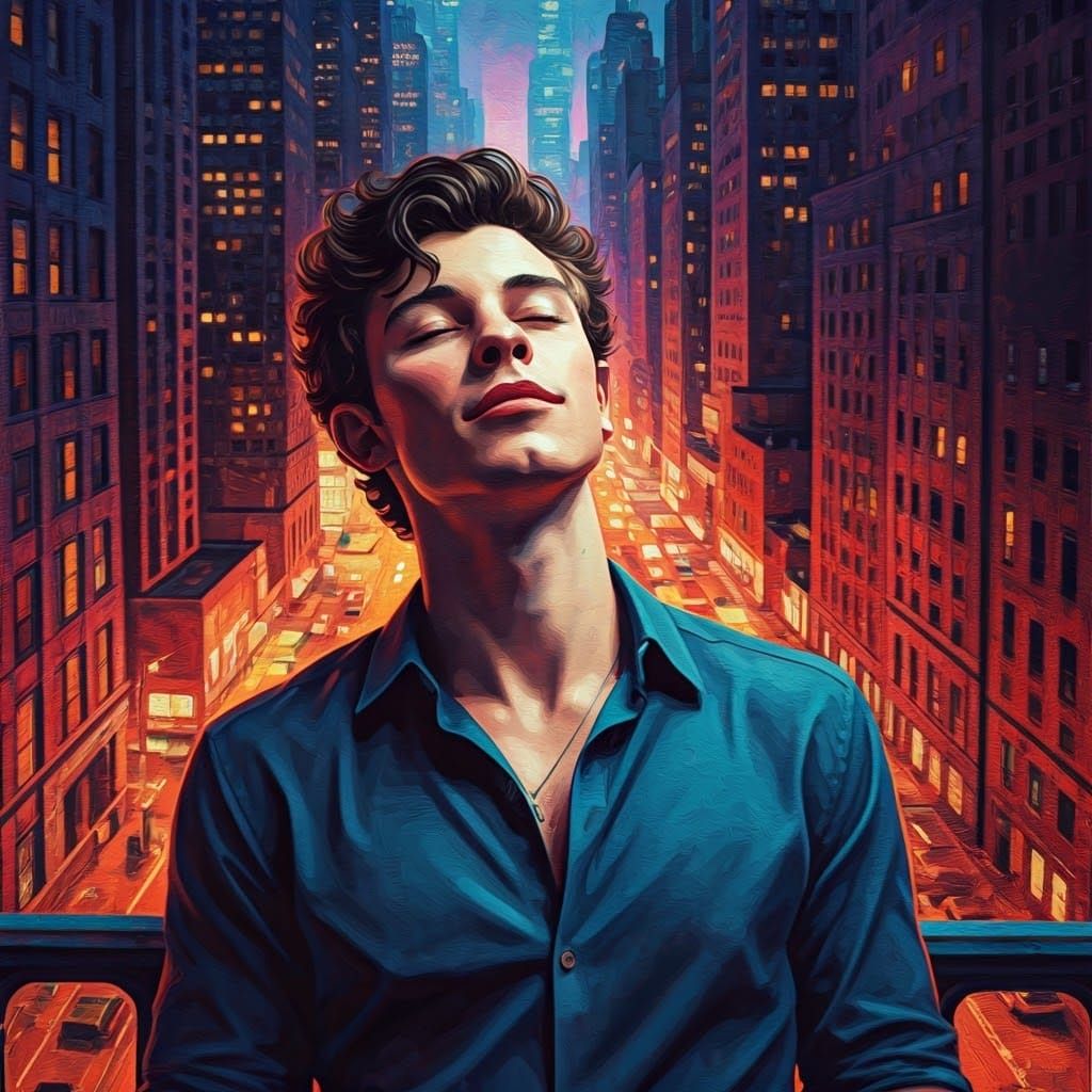 Night Portrait with City Lights, as Impressionist Painting