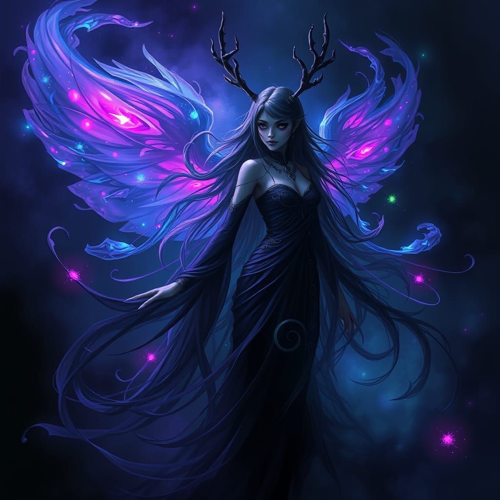 Enchantress in Dreamlike Noir Atmosphere