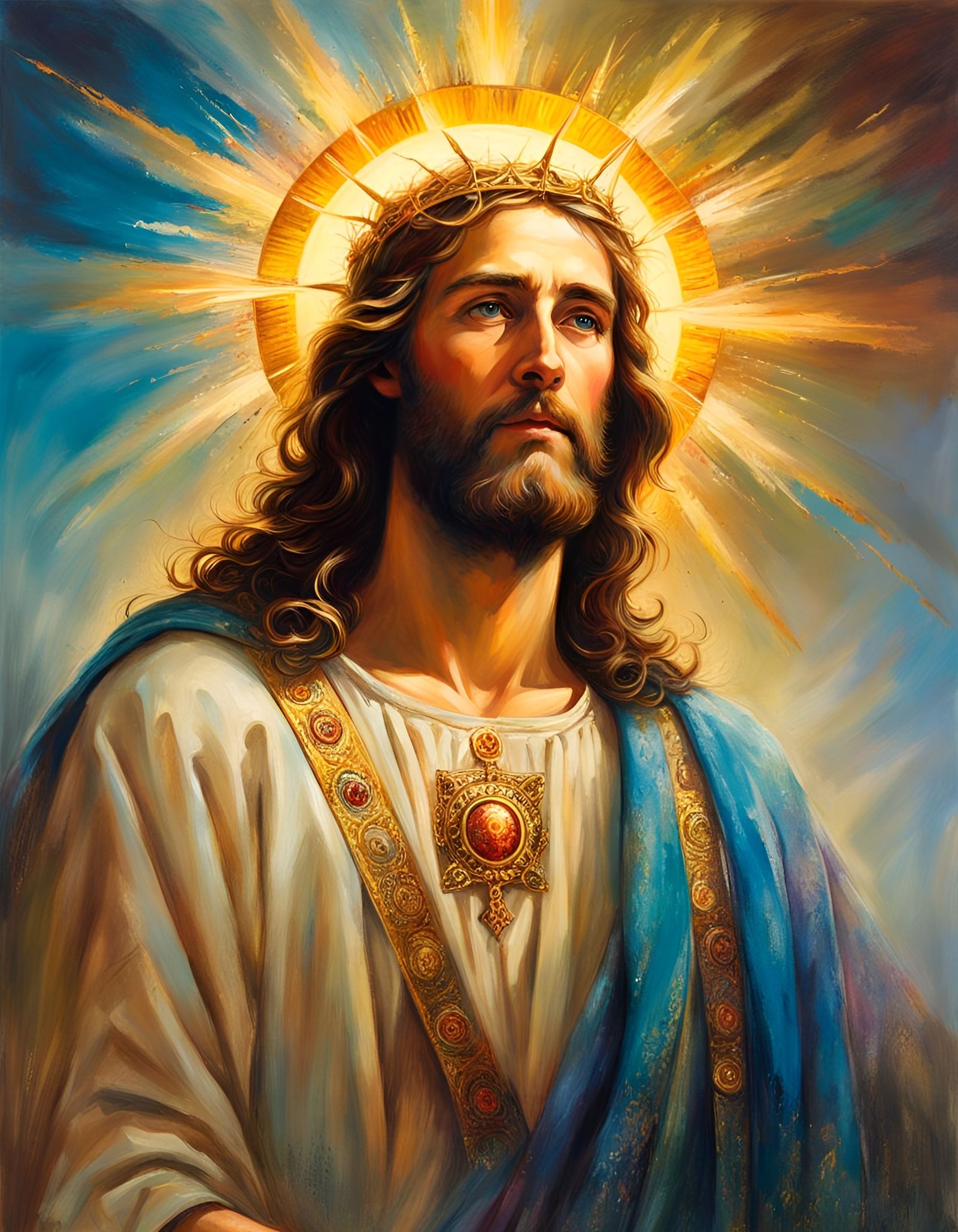 Radiant Portrait of Jesus in Heavenly Light