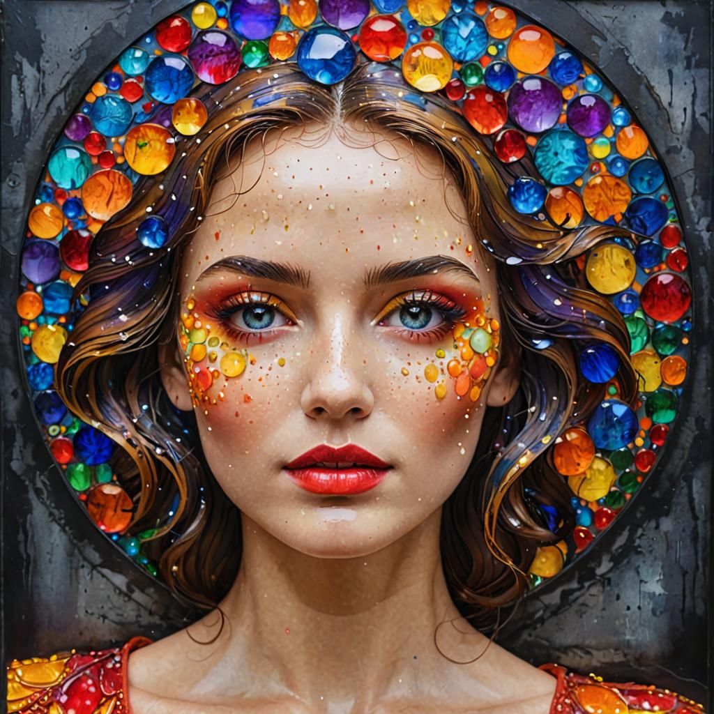 Vibrant Stained Glass Lady: 3D Alcohol Ink Art