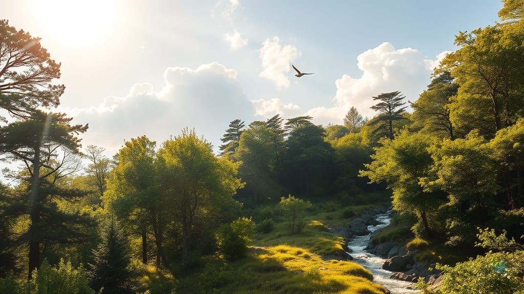 Summer time forest on hilltop