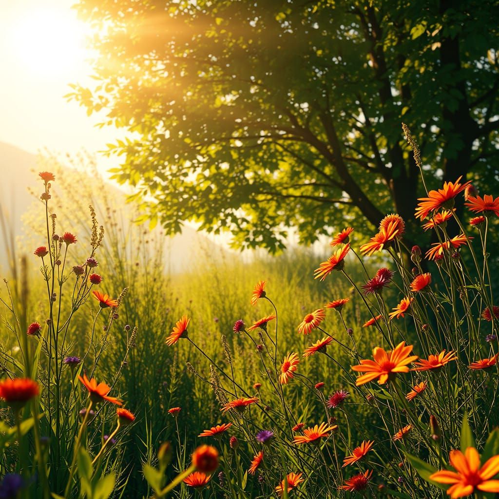 Golden Light Dance in a Lush Summer Paradise