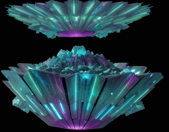 Crystalline Starship Hovering Above Nebula as Digital Art