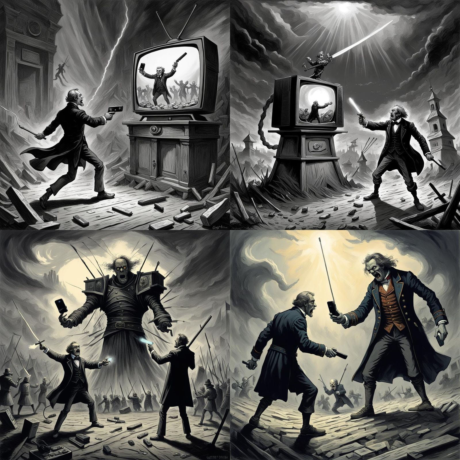 Epic Cartoon Battle: TV Remote vs Cellphone