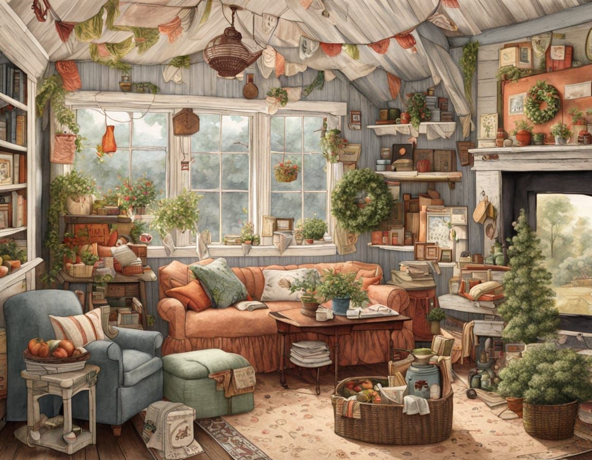 Cozy Cottage in Warm Pastel Colors