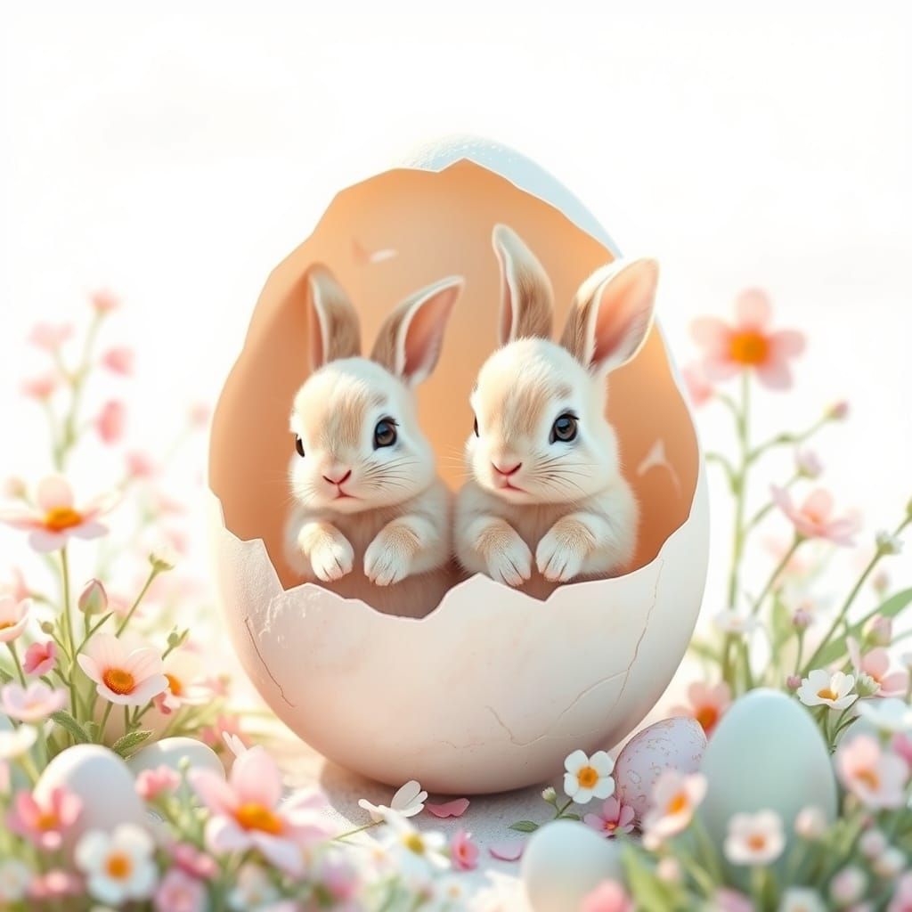 Whimsical Springtime Bunnies in Pastel Hues