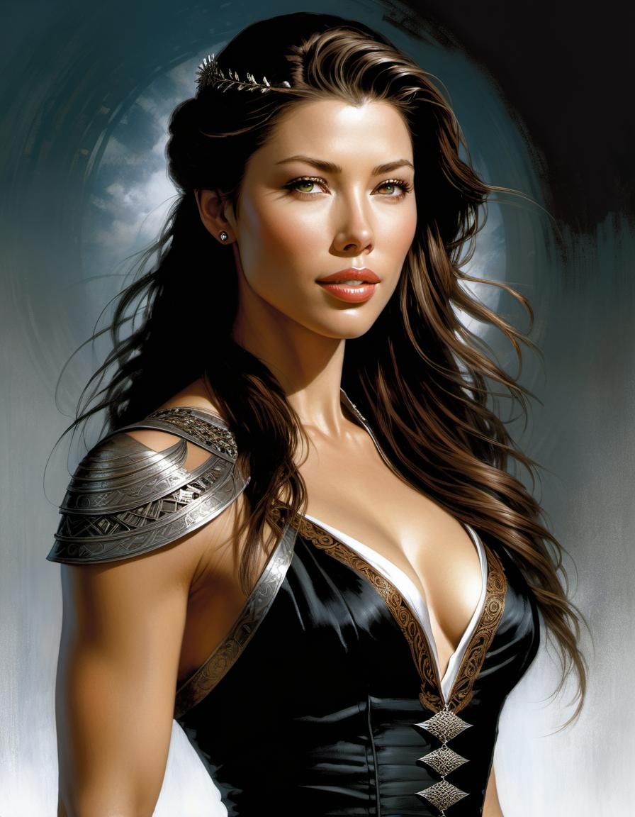 Portrait of Jessica Biel by Luis Royo Style