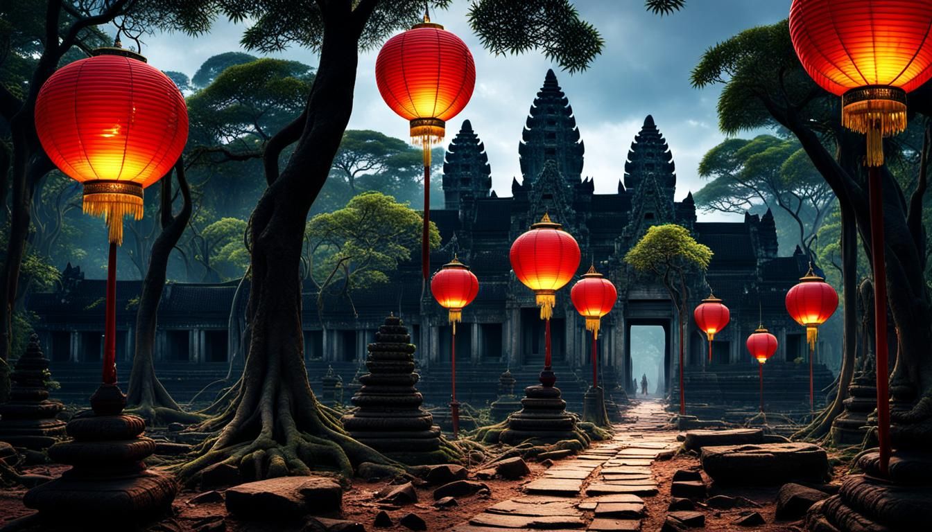 Lanterns Light the Path to Angkor Wat