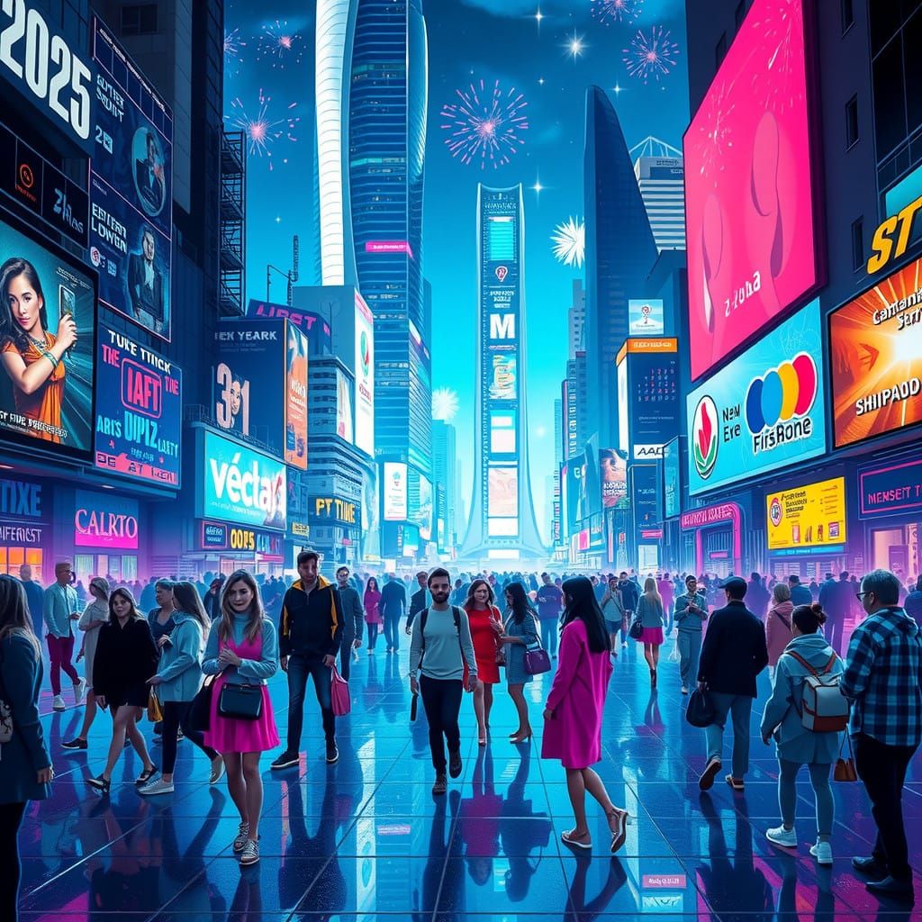 Panfuturistic New Year's Eve Cityscape, 2025