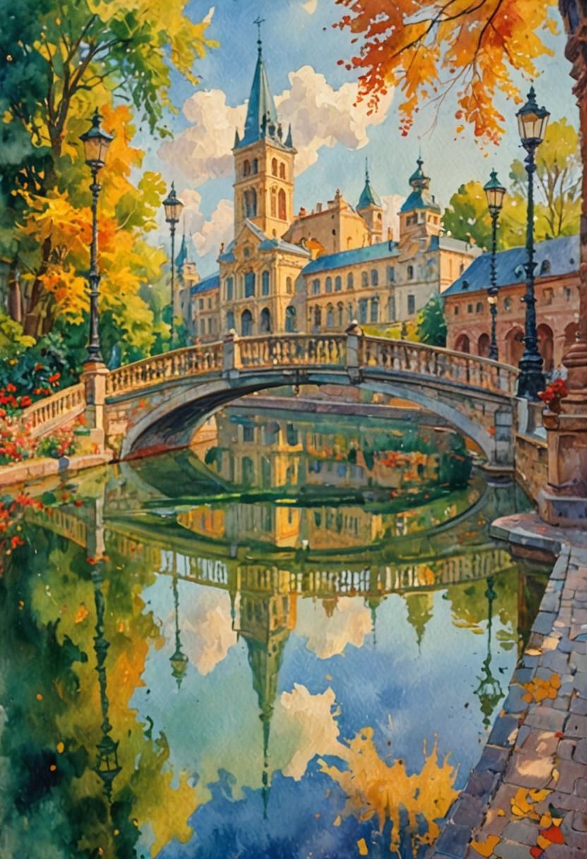 Gouache Style Landscape Painting with Impasto Textures