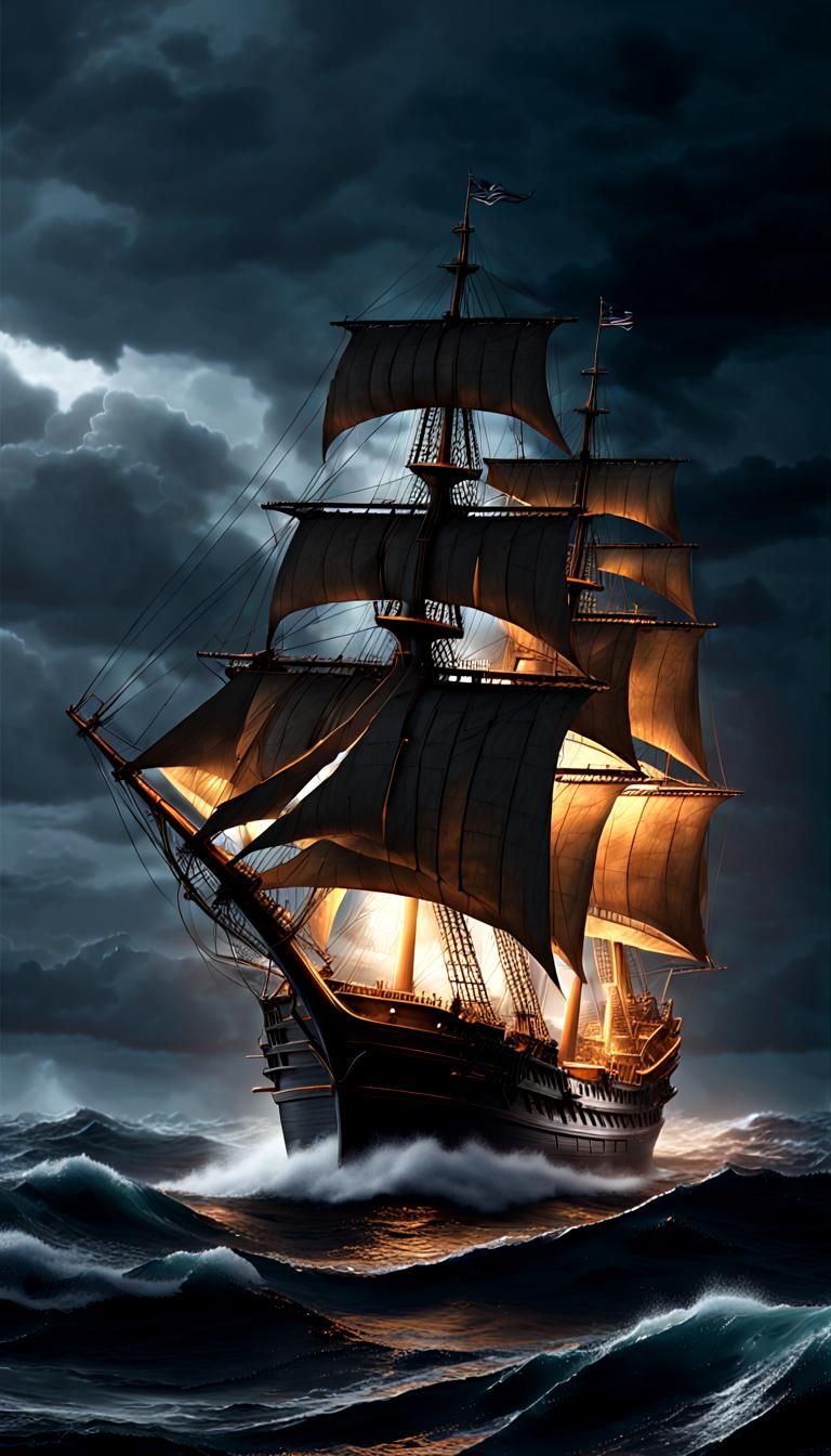 Ship of the Line with Saint Elmo's Fire