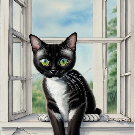 Siamese Cat Portrait in Watercolor Style