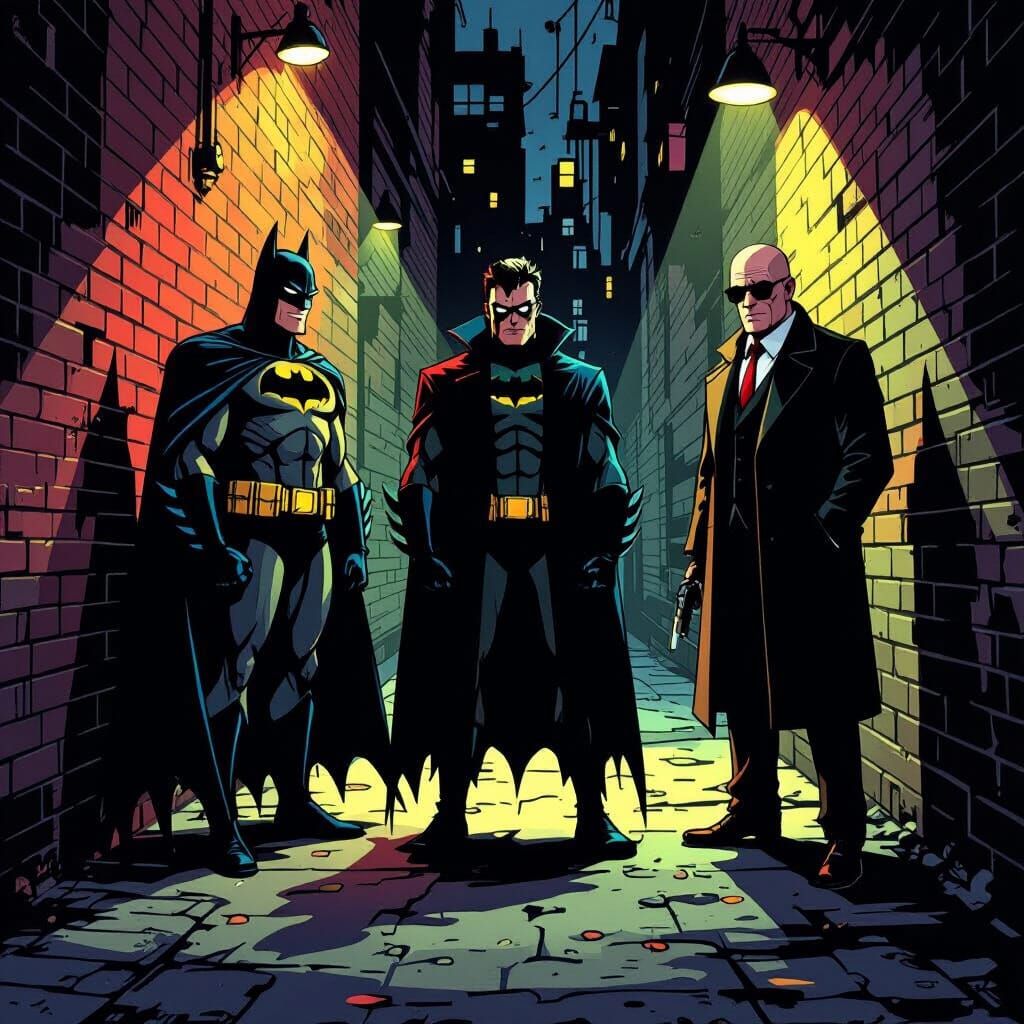 Batman, Dexter, Walter White in Gritty Comic Style