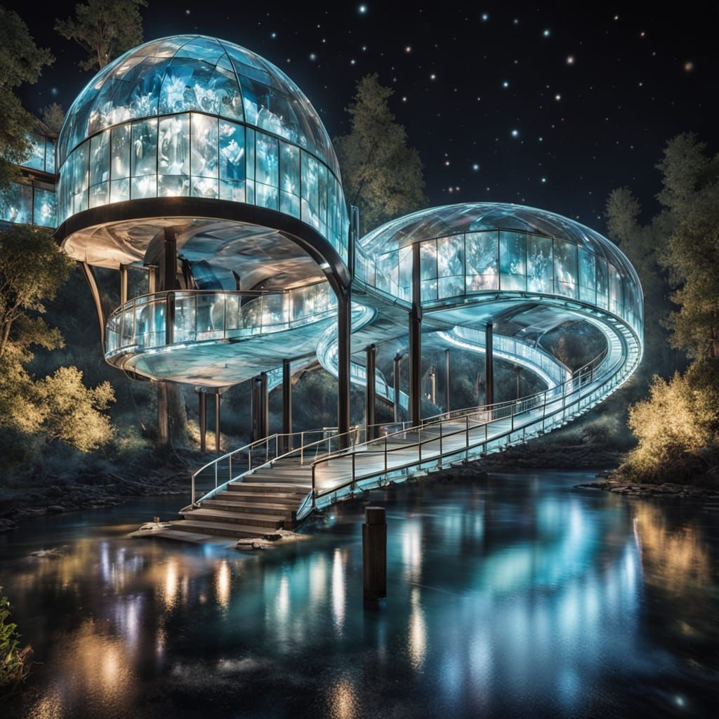 Ethereal Glass Bridge in Whimsical Twilight