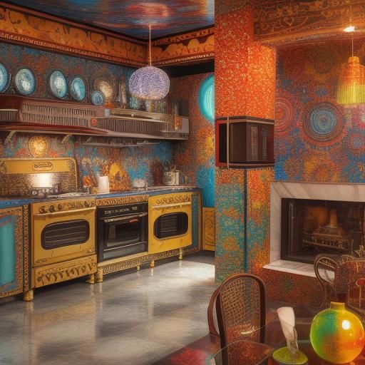 Psychedelic 1950s Kitchen in Surreal CGI Style