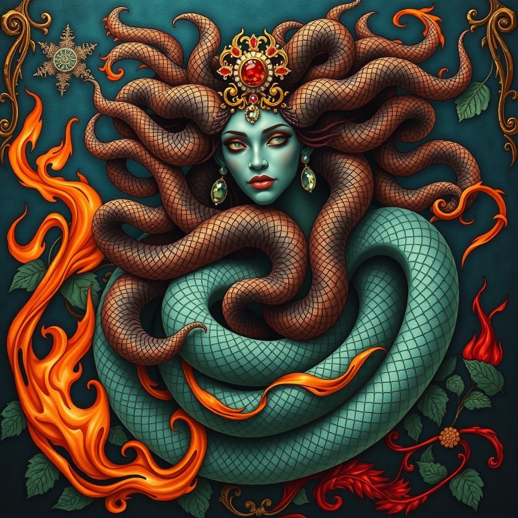 Medusa in Art Nouveau Style