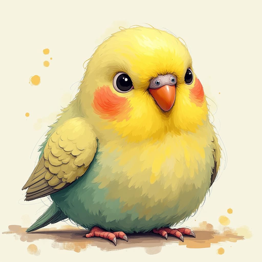 Whimsical Budgerigar in Impressionistic Style