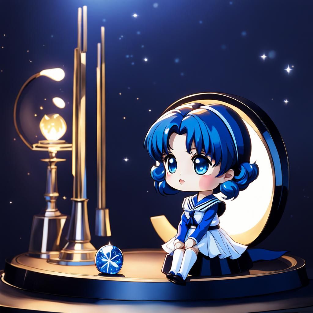 Chibi Porcelain Sailor Mercury Doll: Anime Style