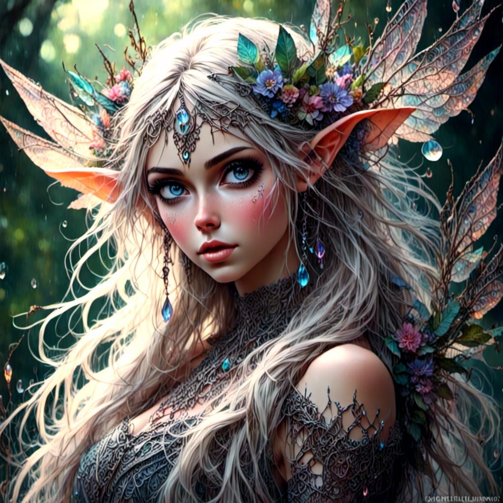 Beautiful Elven Warrior Woman in Pixie Style
