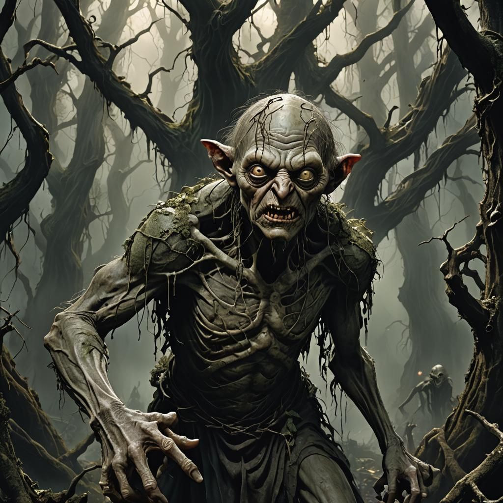 Gaunt Face in Despair in Impressionist Style