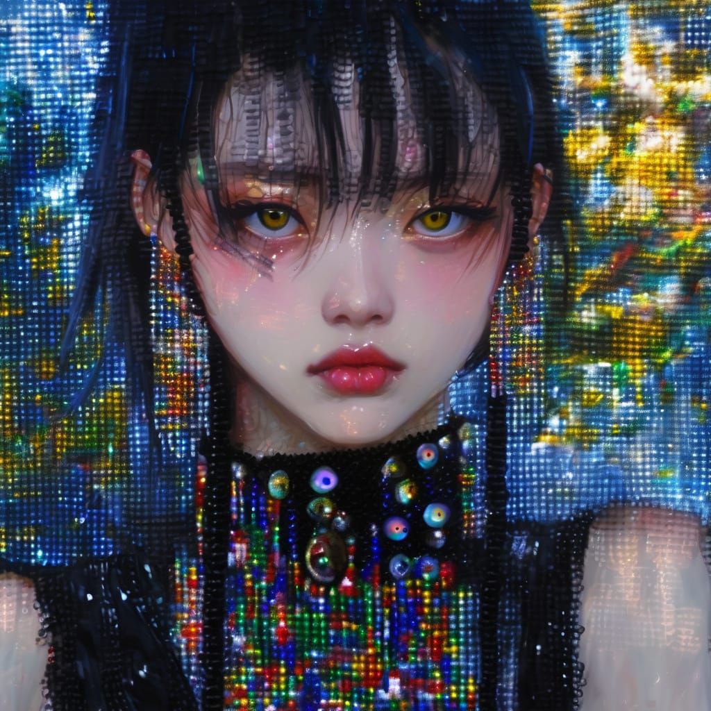 Digital Impressionism Portrait with Anime Eyes