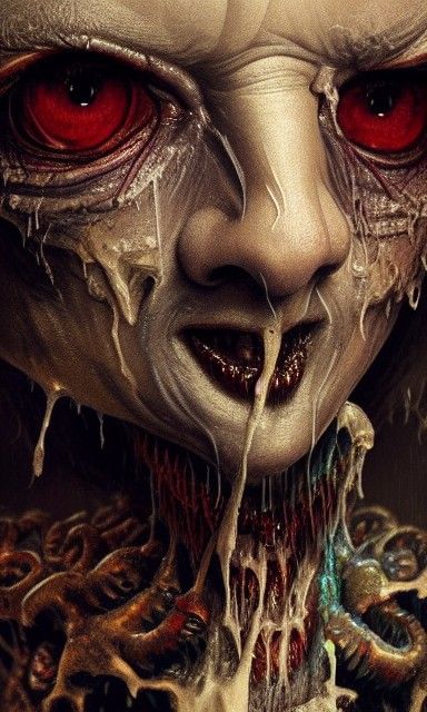 Horror Portrait of Filthy Queen with Maggots