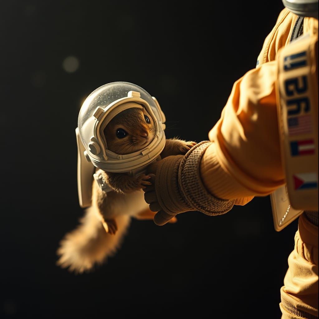 Squirrel Astronaut Friendship in Space, Cinematic Film Still