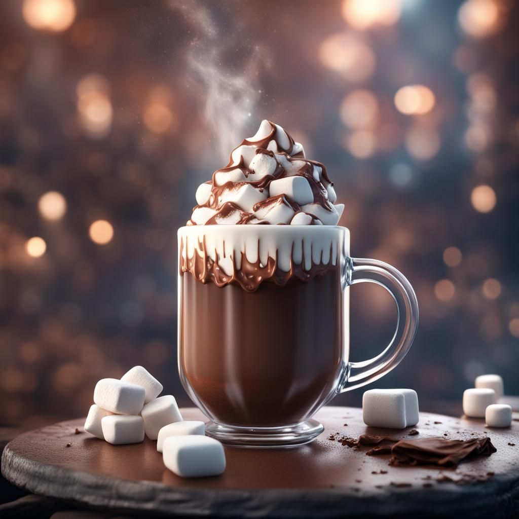 Hot Chocolate with Marshmallows: Detailed Matte Painting