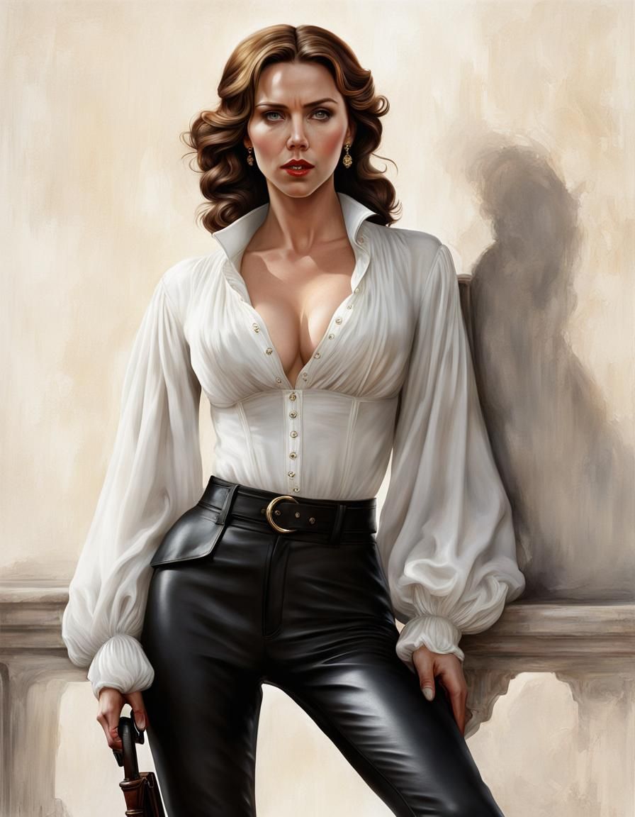 Vibrant French Spy Revealed in Intricate Low-Cut Gown