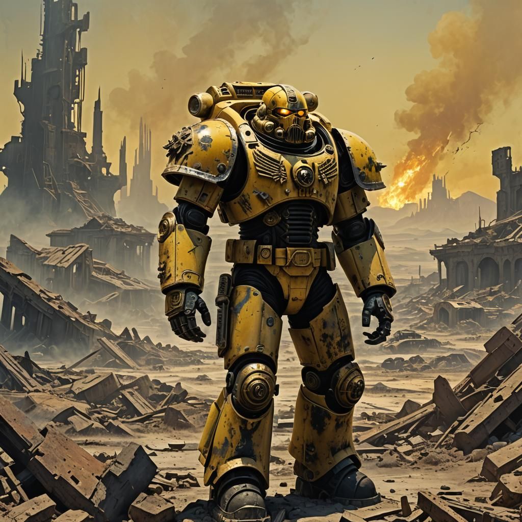 Space Marine in Toxic Wasteland: Grimdark Digital Art
