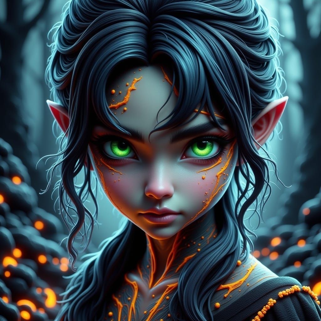 Whimsical Little Girl in Misty Halloween Scene