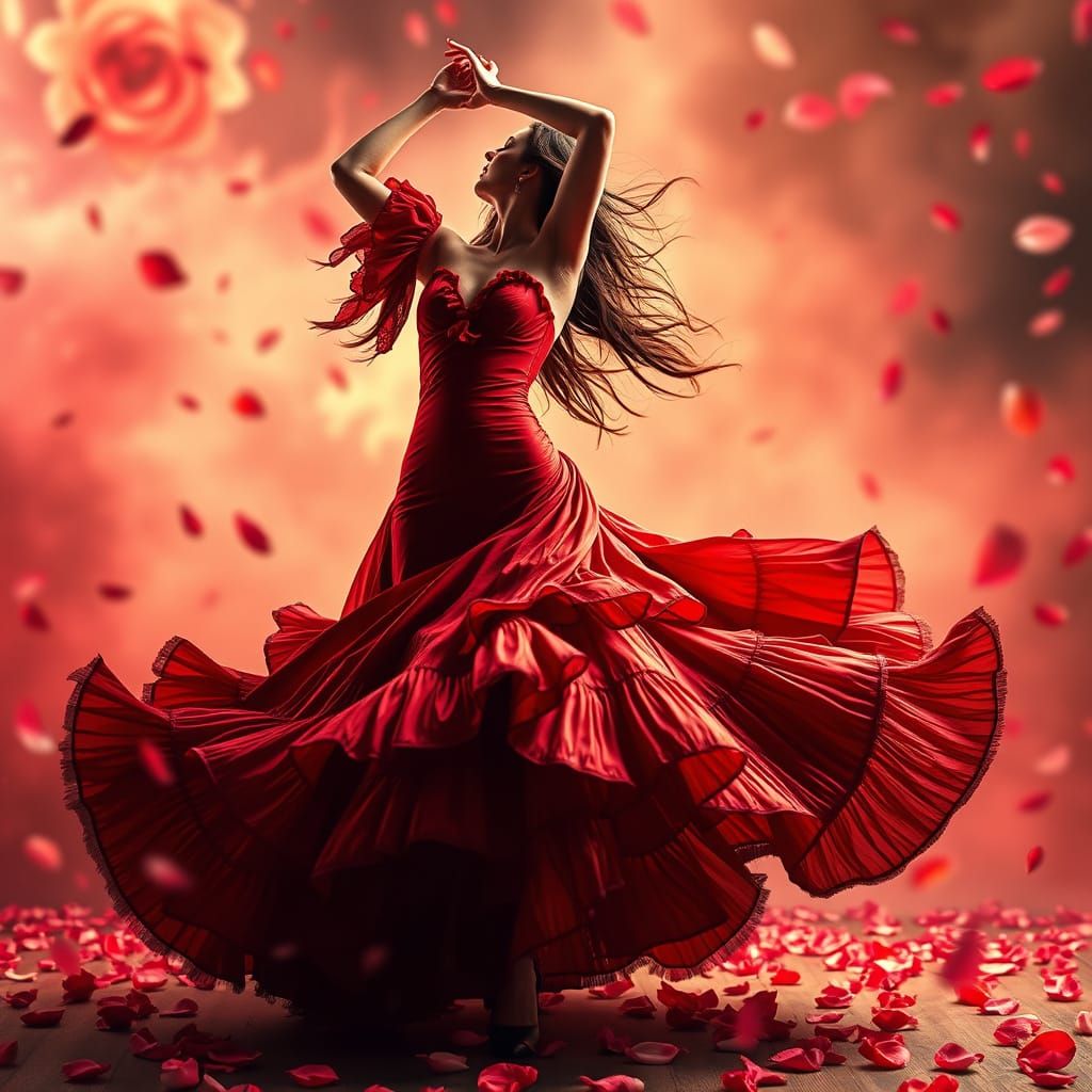 Fiery Flamenco Dancer in Anime Style
