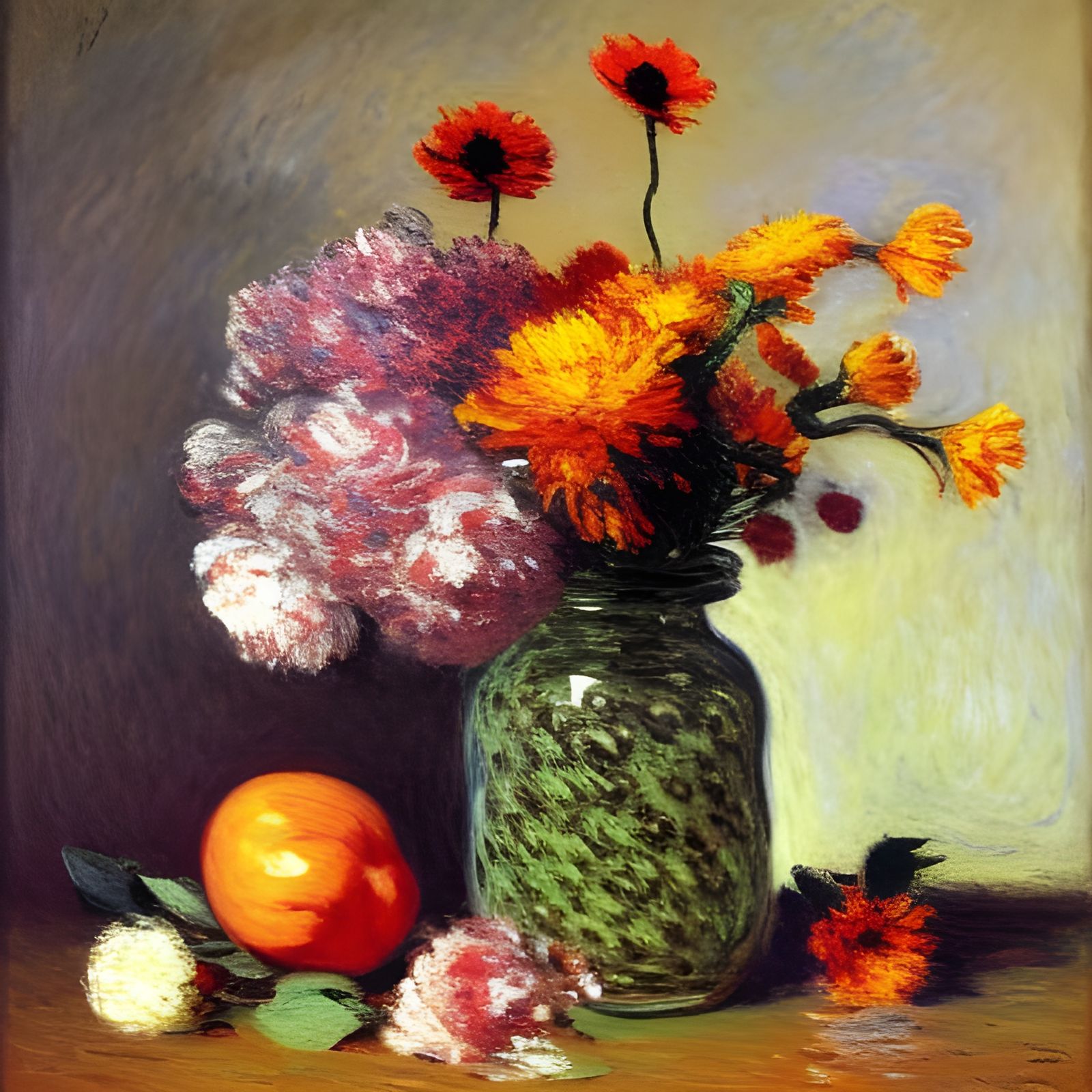 Honey and Flowers Still Life as Oil Painting