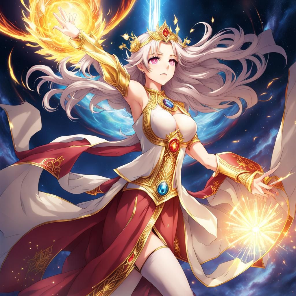 Radiant Light Elemental Woman in Anime Style