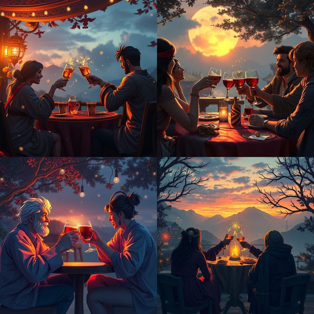Friends Sharing a Toast: Fantasy Concept Art